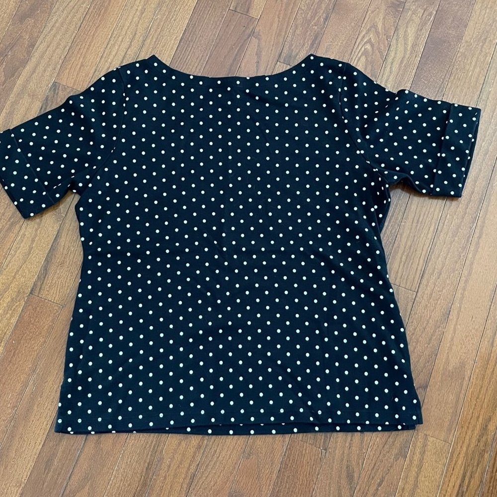 Karen Scott Black White Polka Dot Top Size Large - Picture 3 of 16